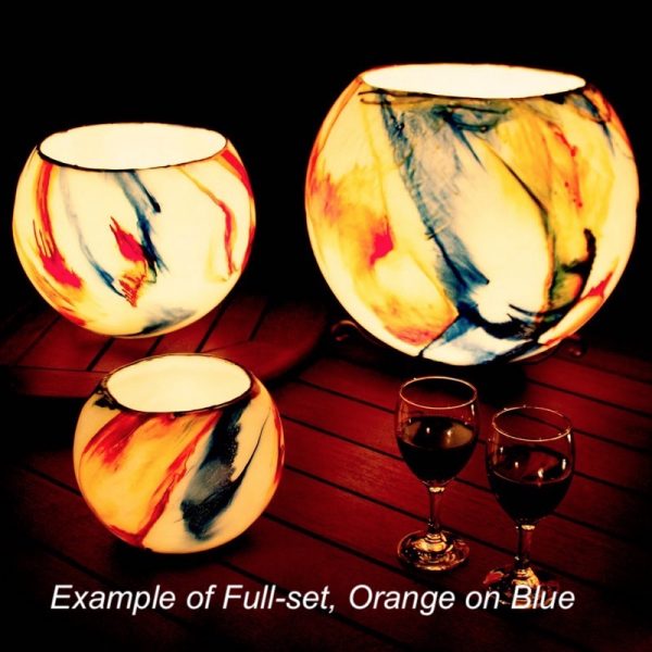 Example of Full-set, Orange on Blue Design.